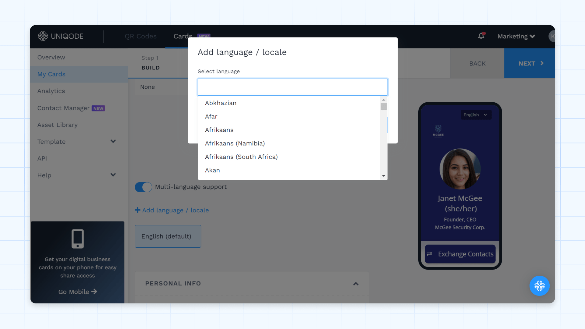 Multilingual-digital-business-cards