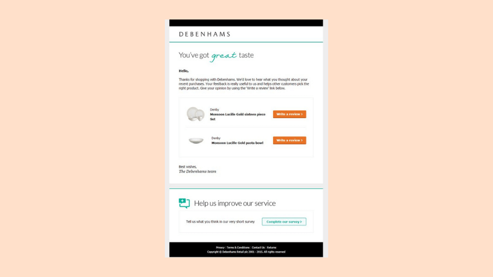 Reach out to consumers via post-purchase email and SMS