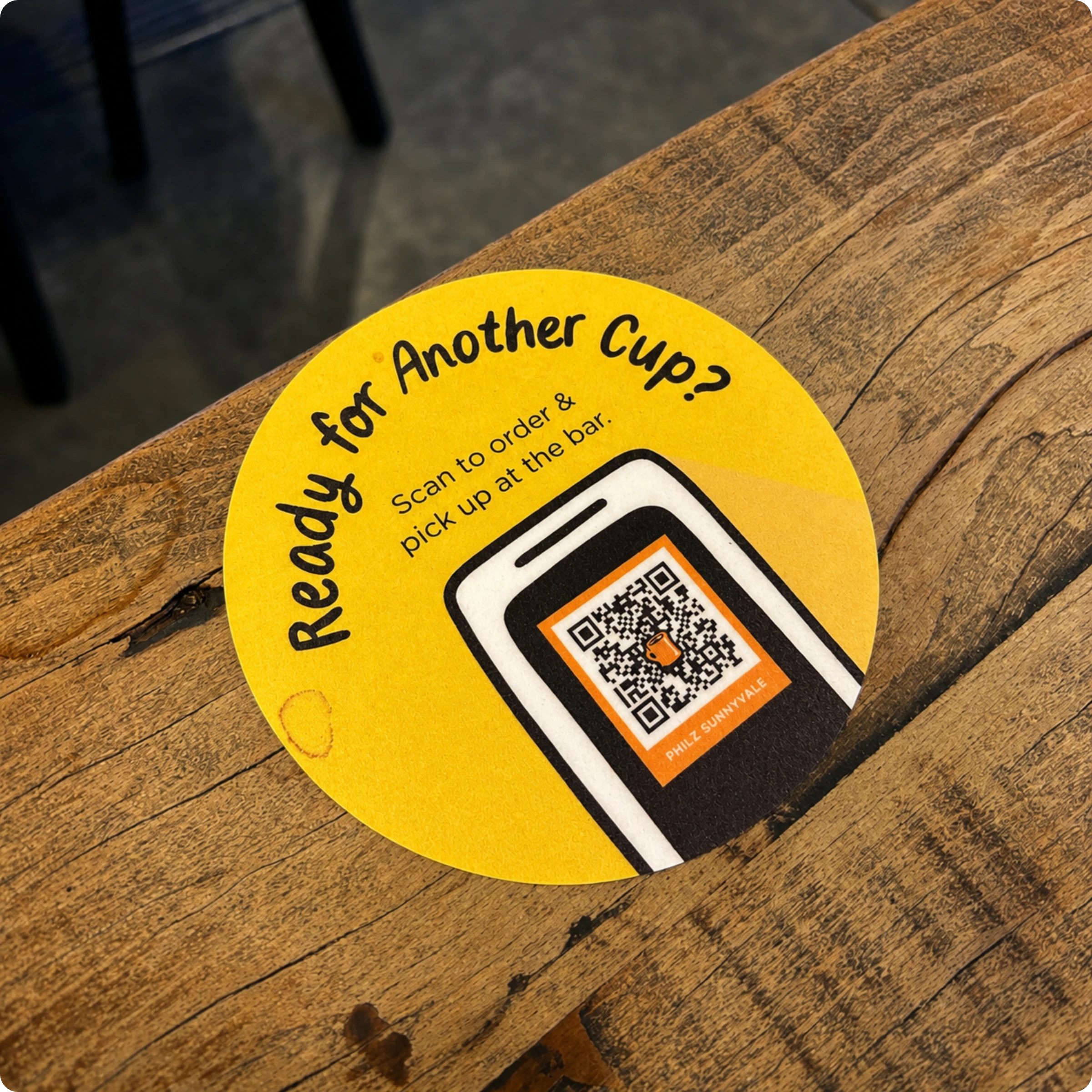 QR Code for ordering on a resetaurant table