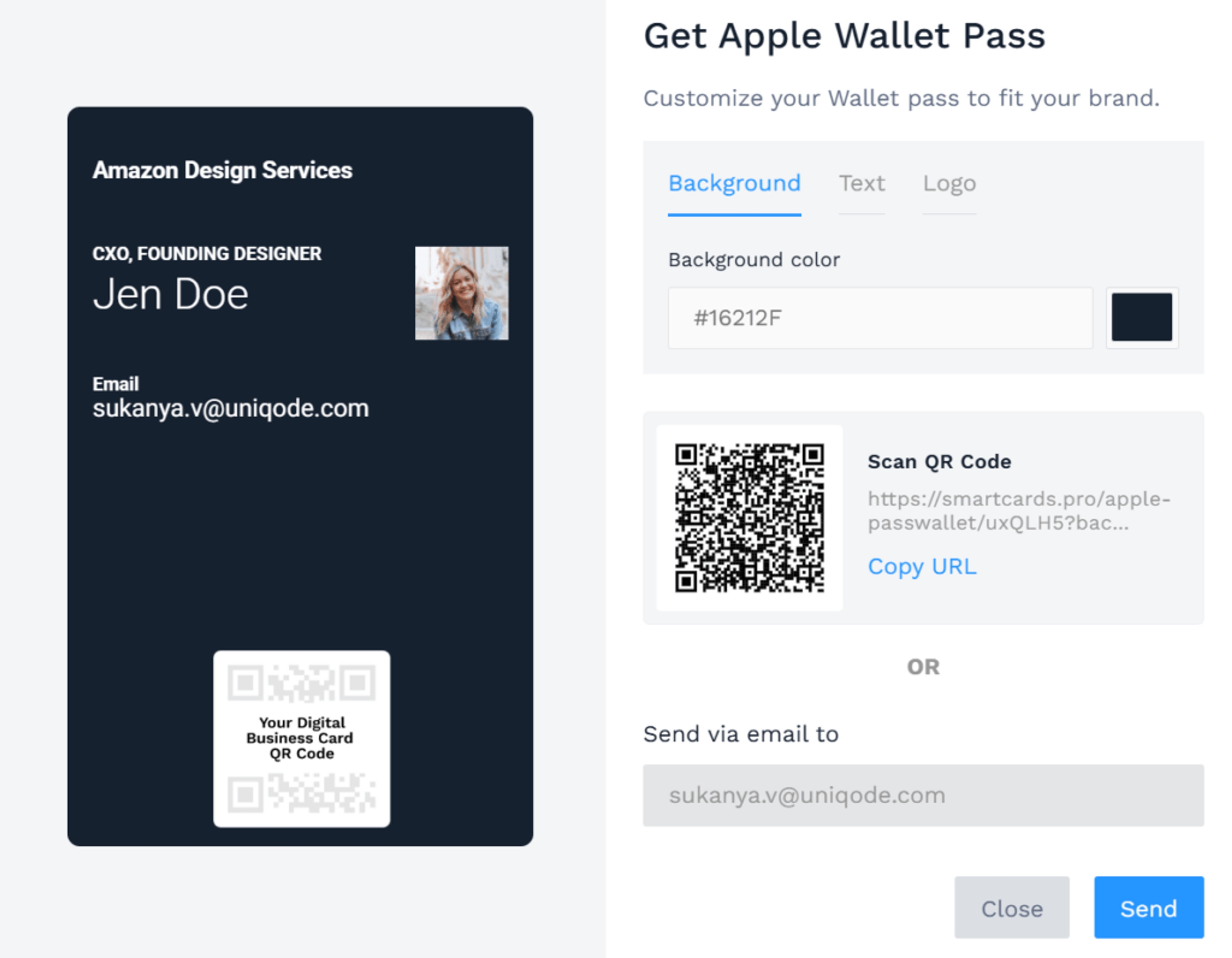 apple wallet pass created with Uniqode