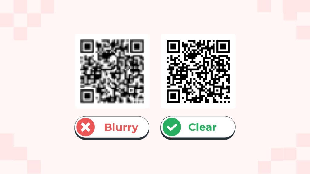 Image has blurry QR Codes, and on the right side, clear, high resolution QR Codes, generated with Uniqode