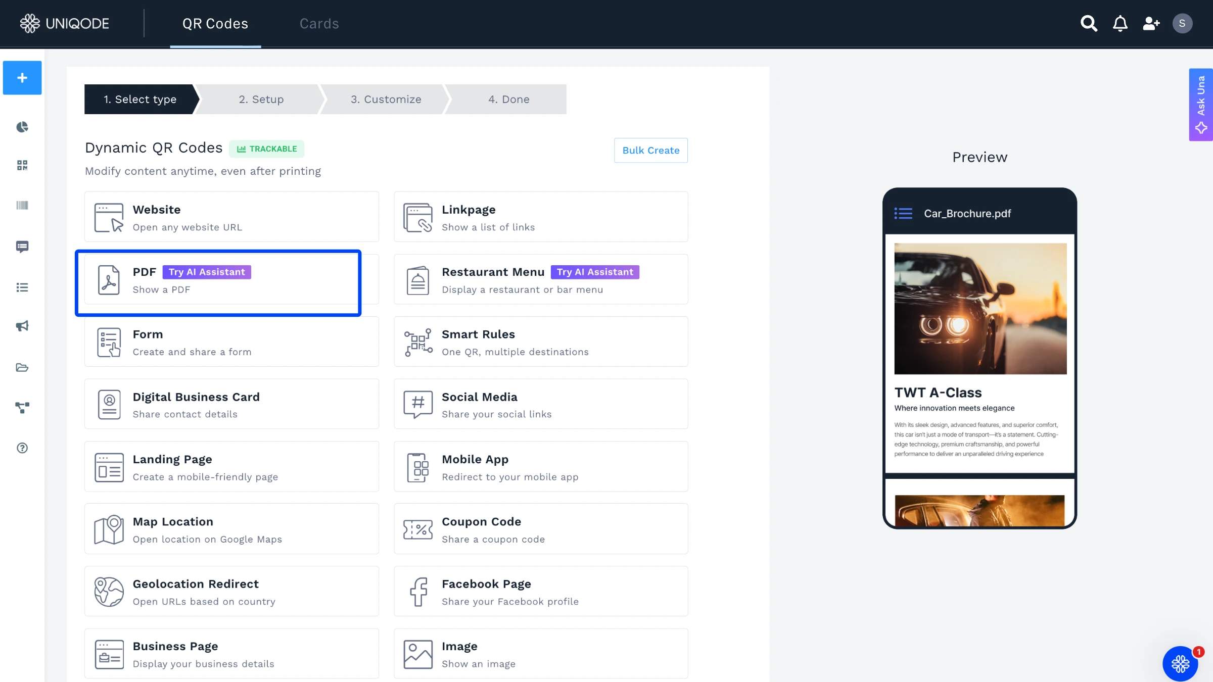 Uniqode dashboard