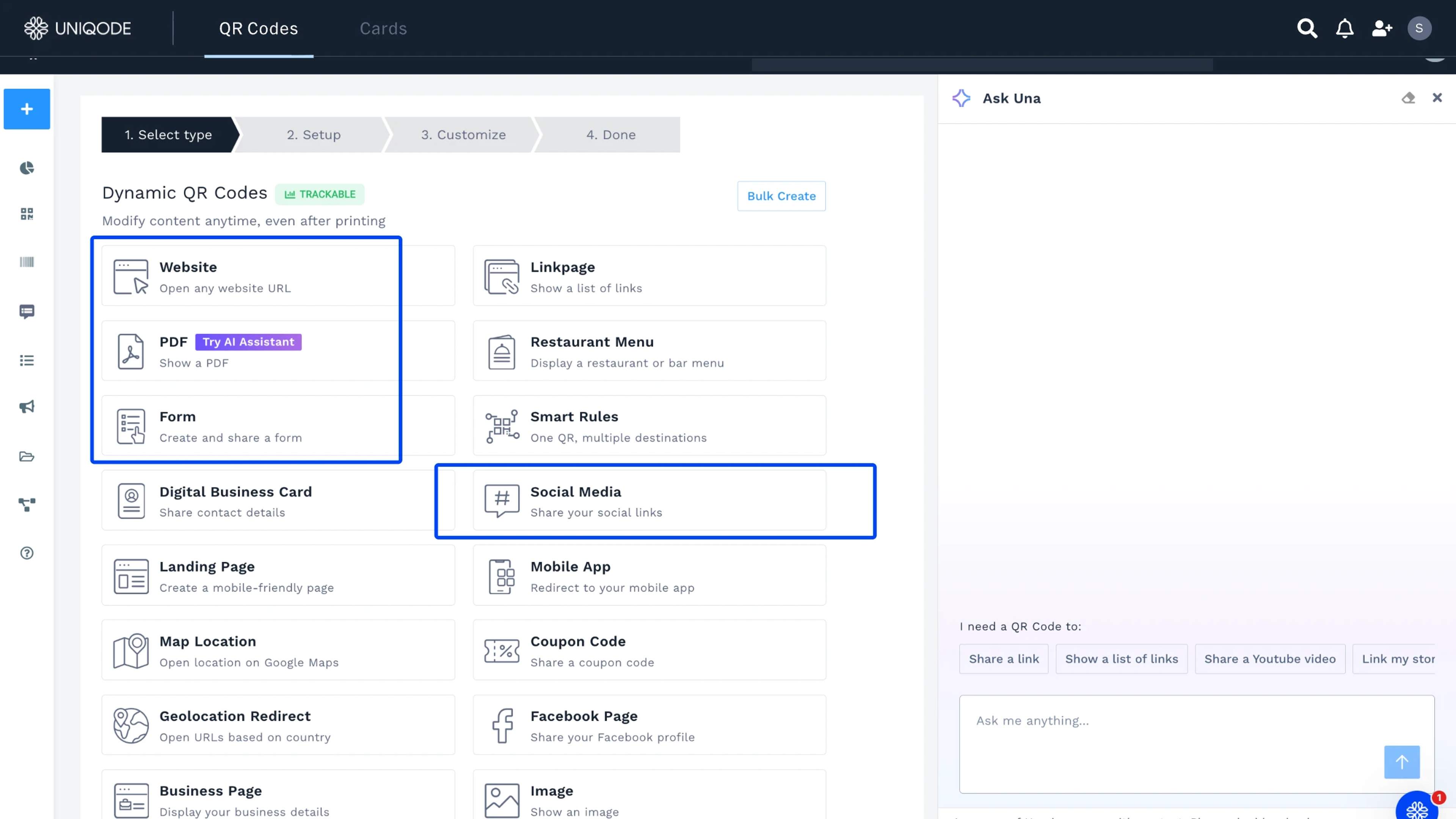 Uniqode dashboard