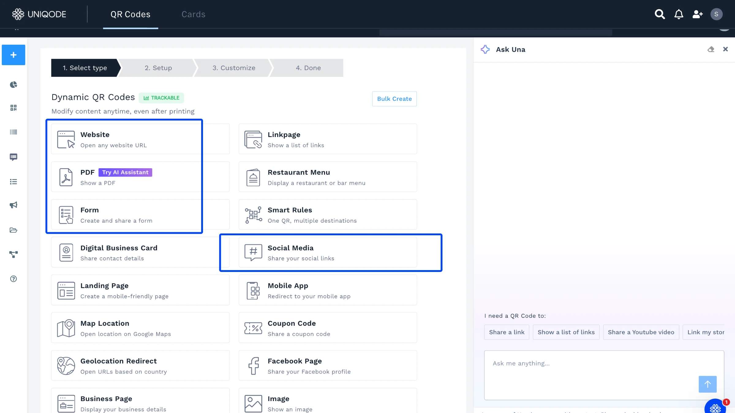 Uniqode dashboard