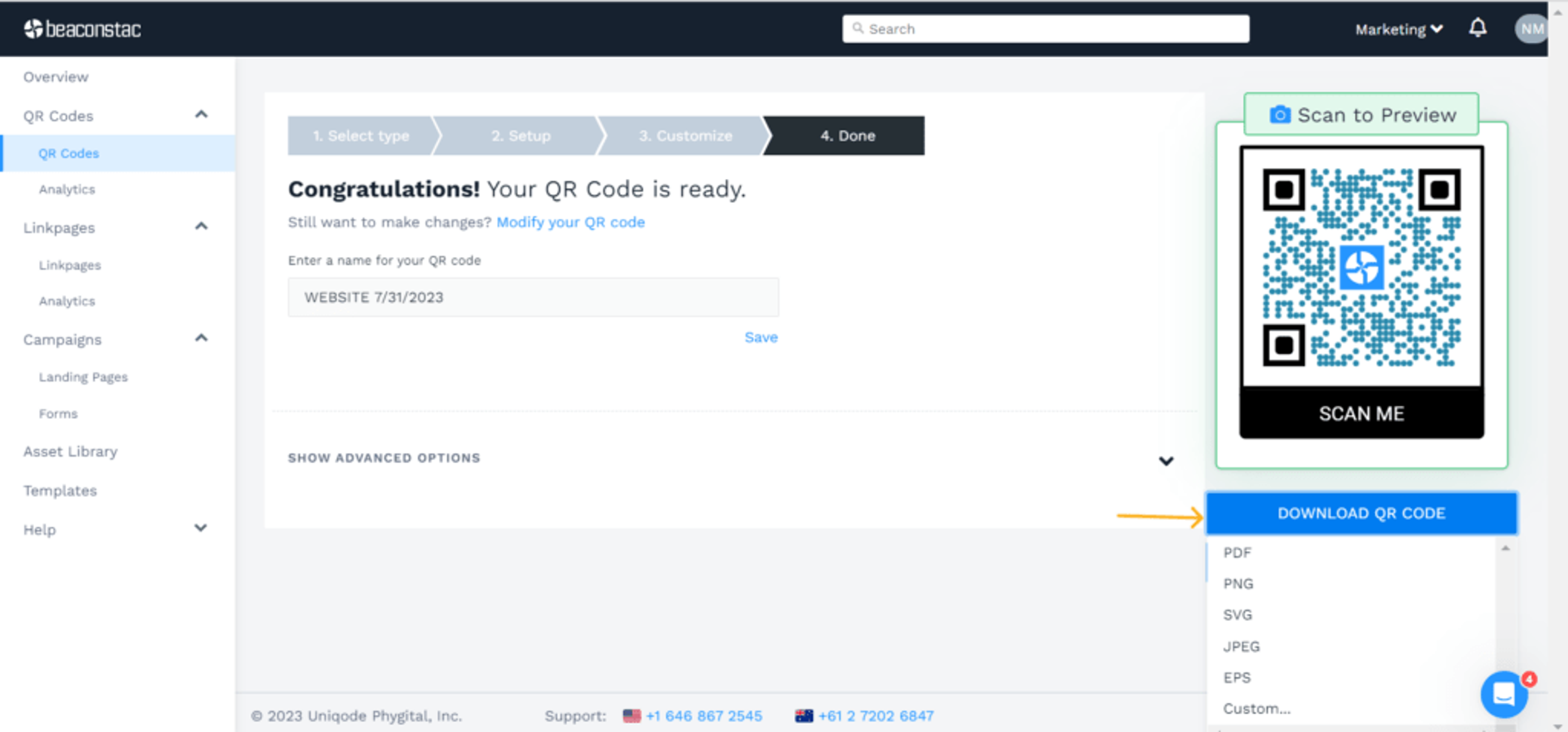 Download the QR Code with logo in the format of your choice