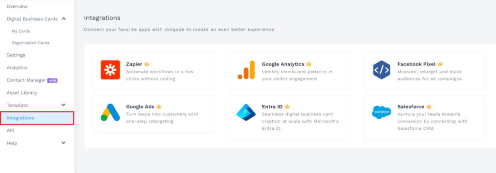 Zapier and direct integrations to connect your WhatsApp digital business cards with other tools (including CRM)