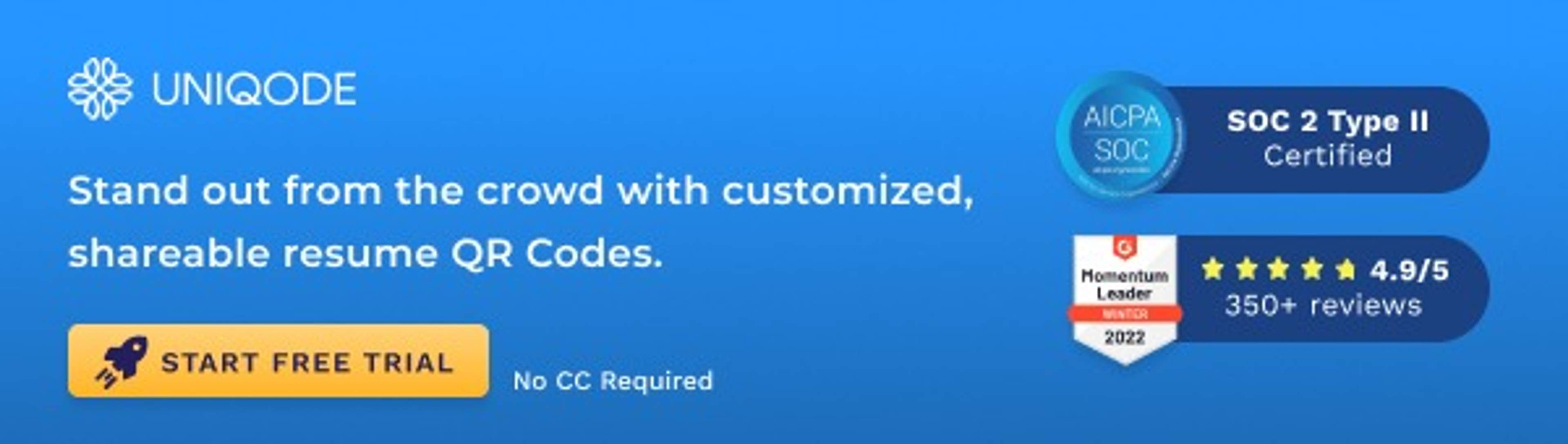 Use Uniqode to create Resume QR Codes