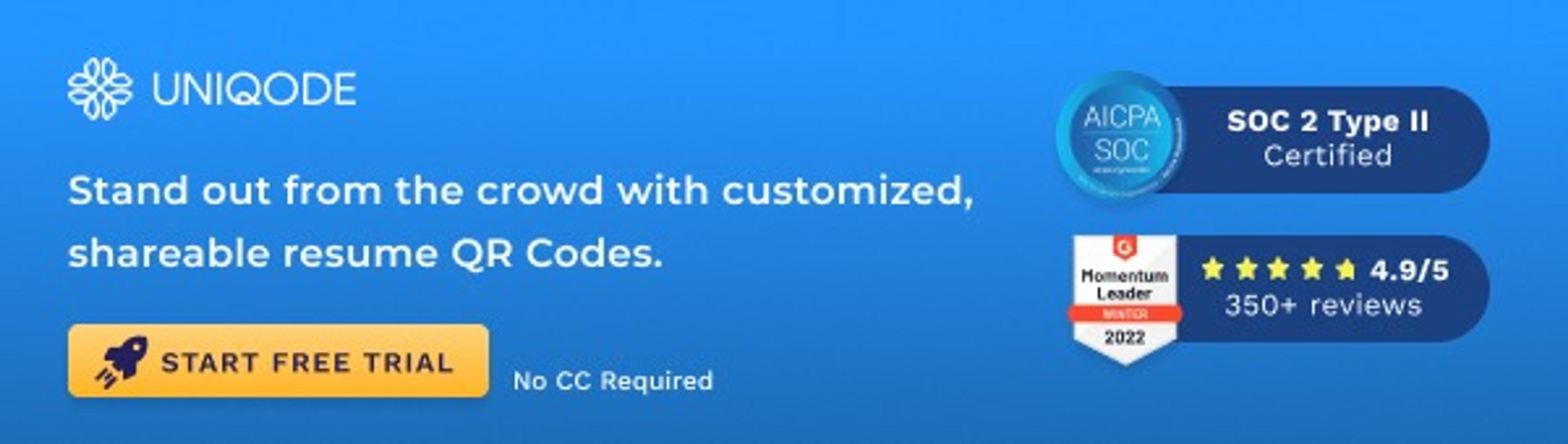 Use Uniqode to create Resume QR Codes