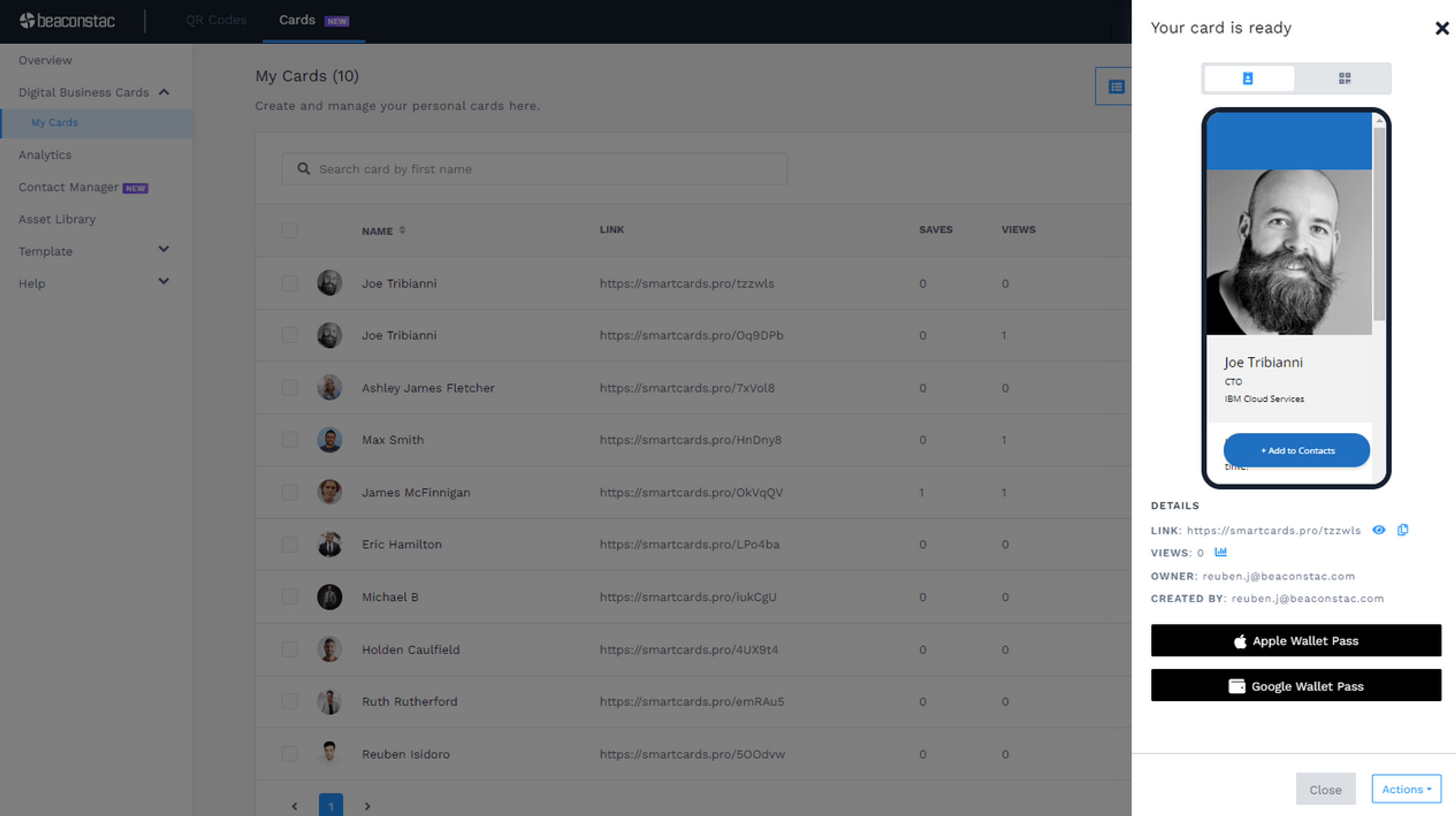 Click “FINISH.” You can now begin sharing your digital business card