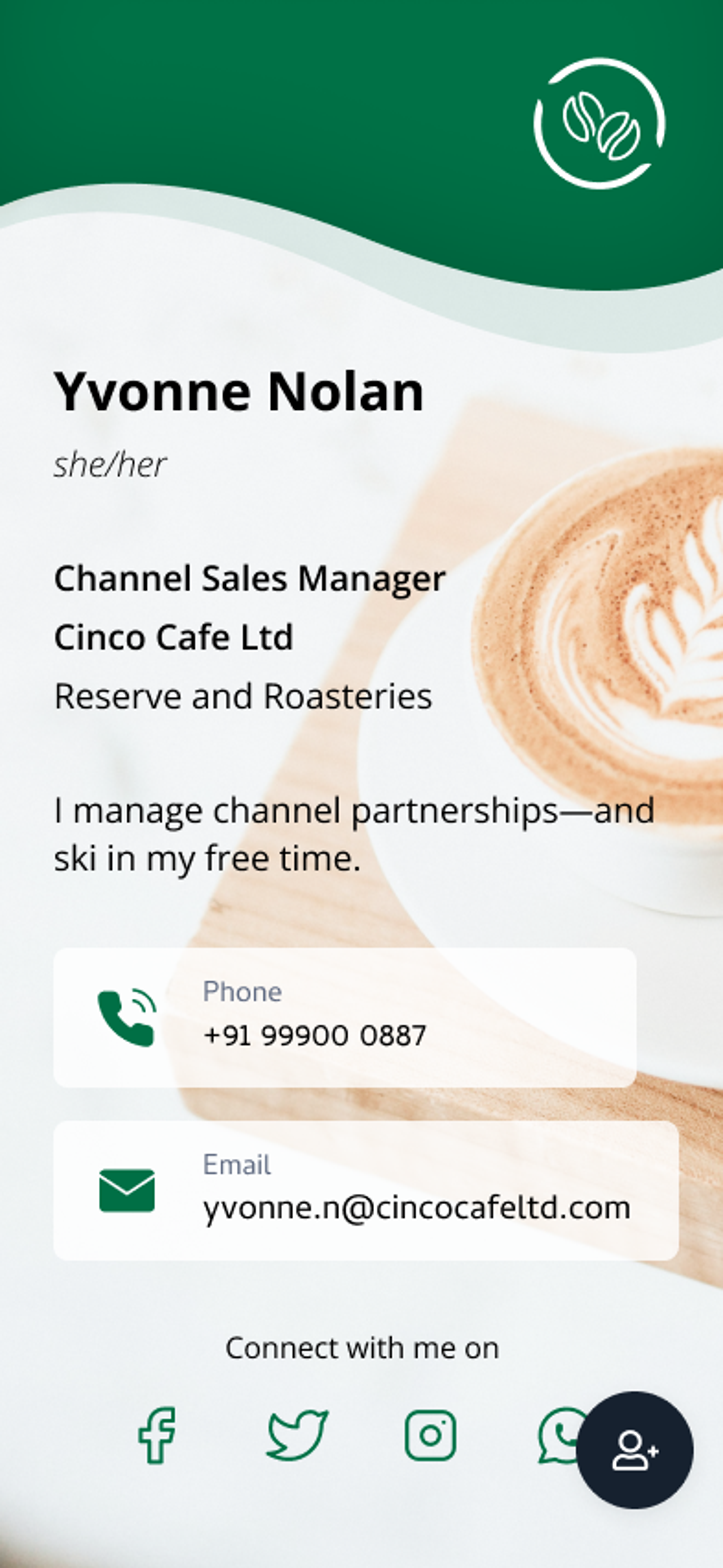 Sales professional digital business card template