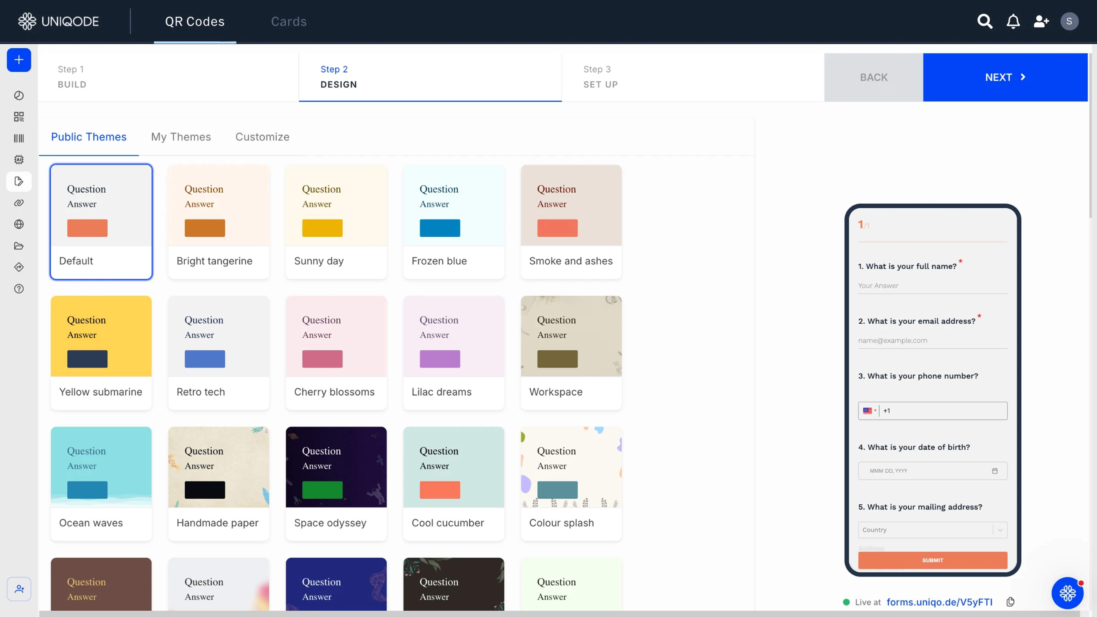 Selecting a form design