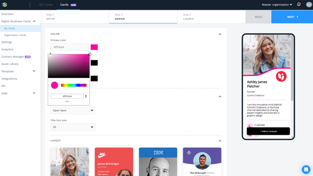 Start designing your YouTube business card