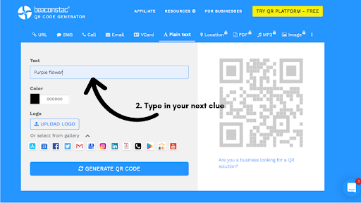 Next, type in the next clue