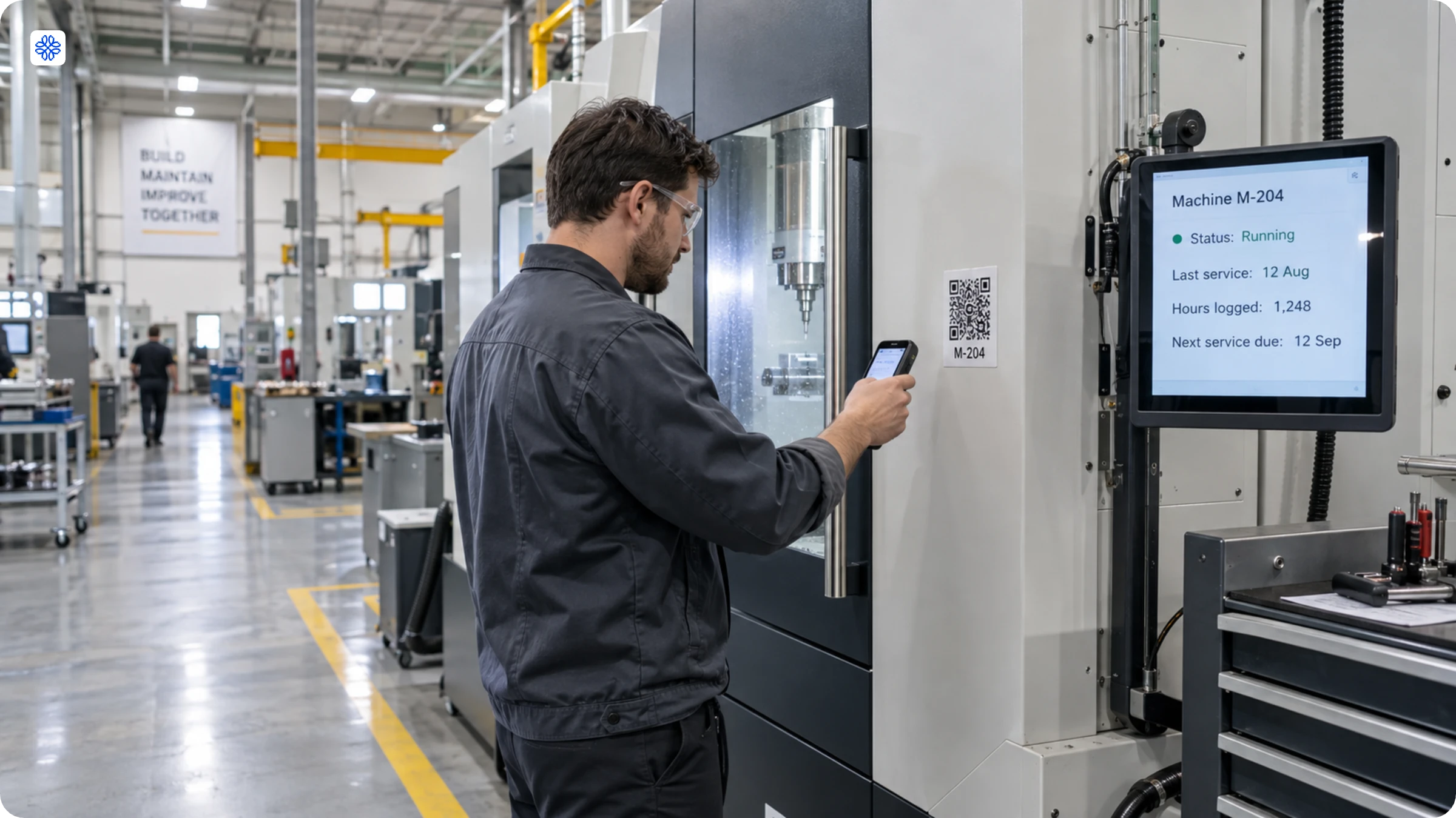 asset and equipment maintenance with manufacturing QR Codes