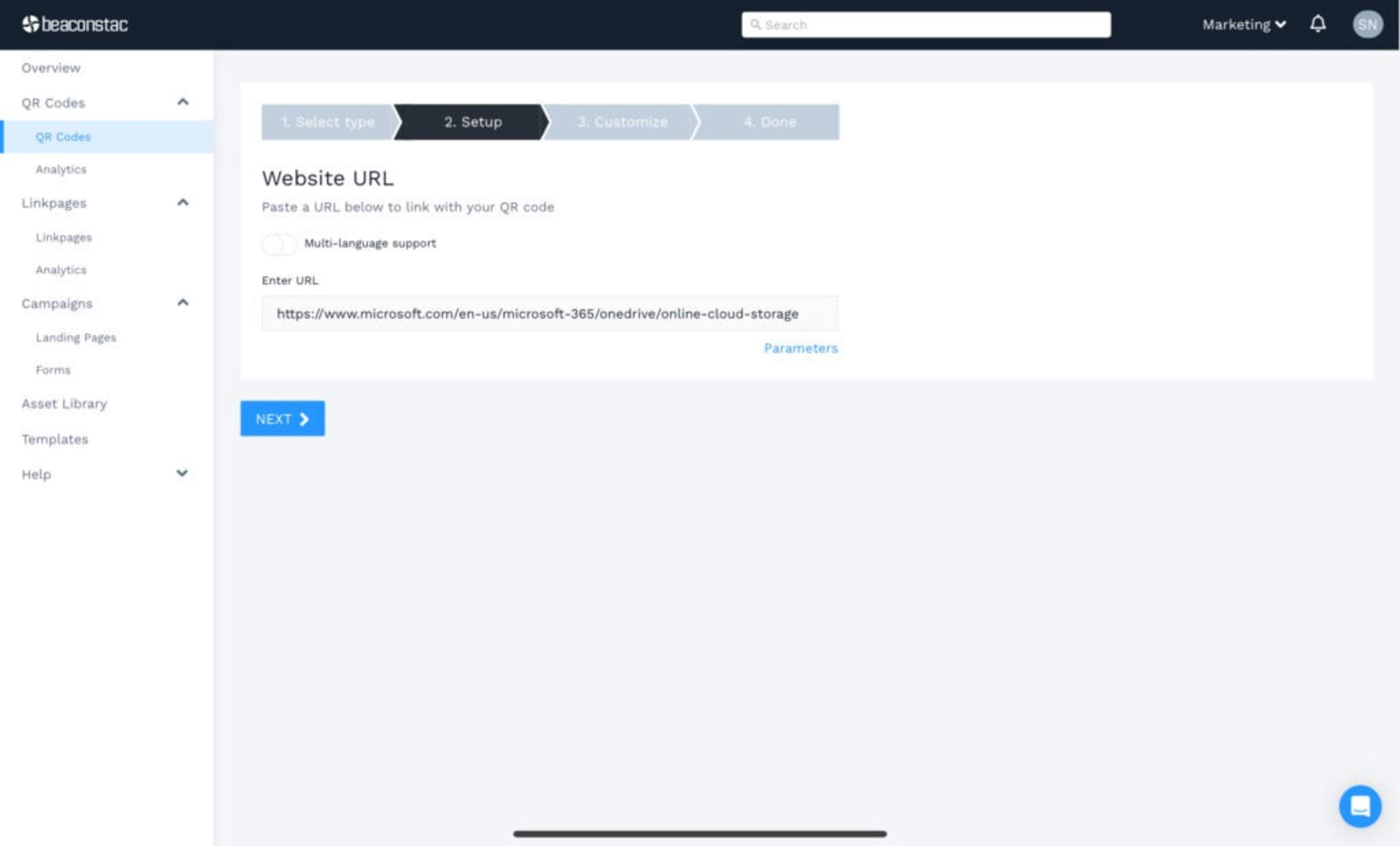 Paste the URL of the website to create white qr code