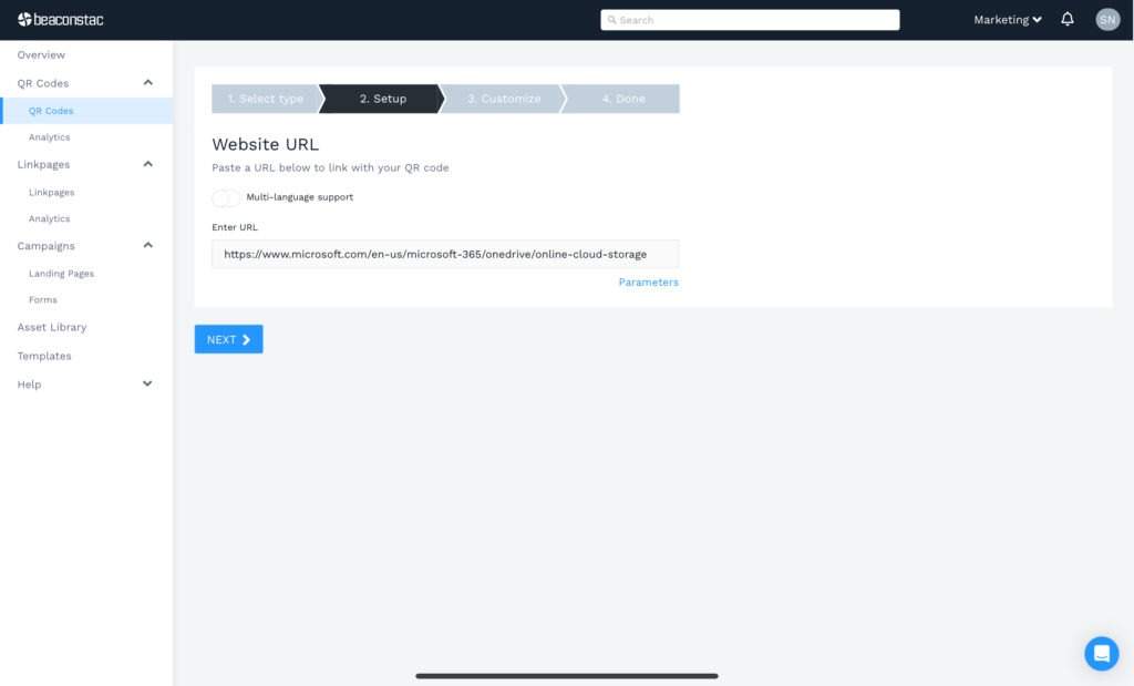 Paste the URL of the website to create white qr code