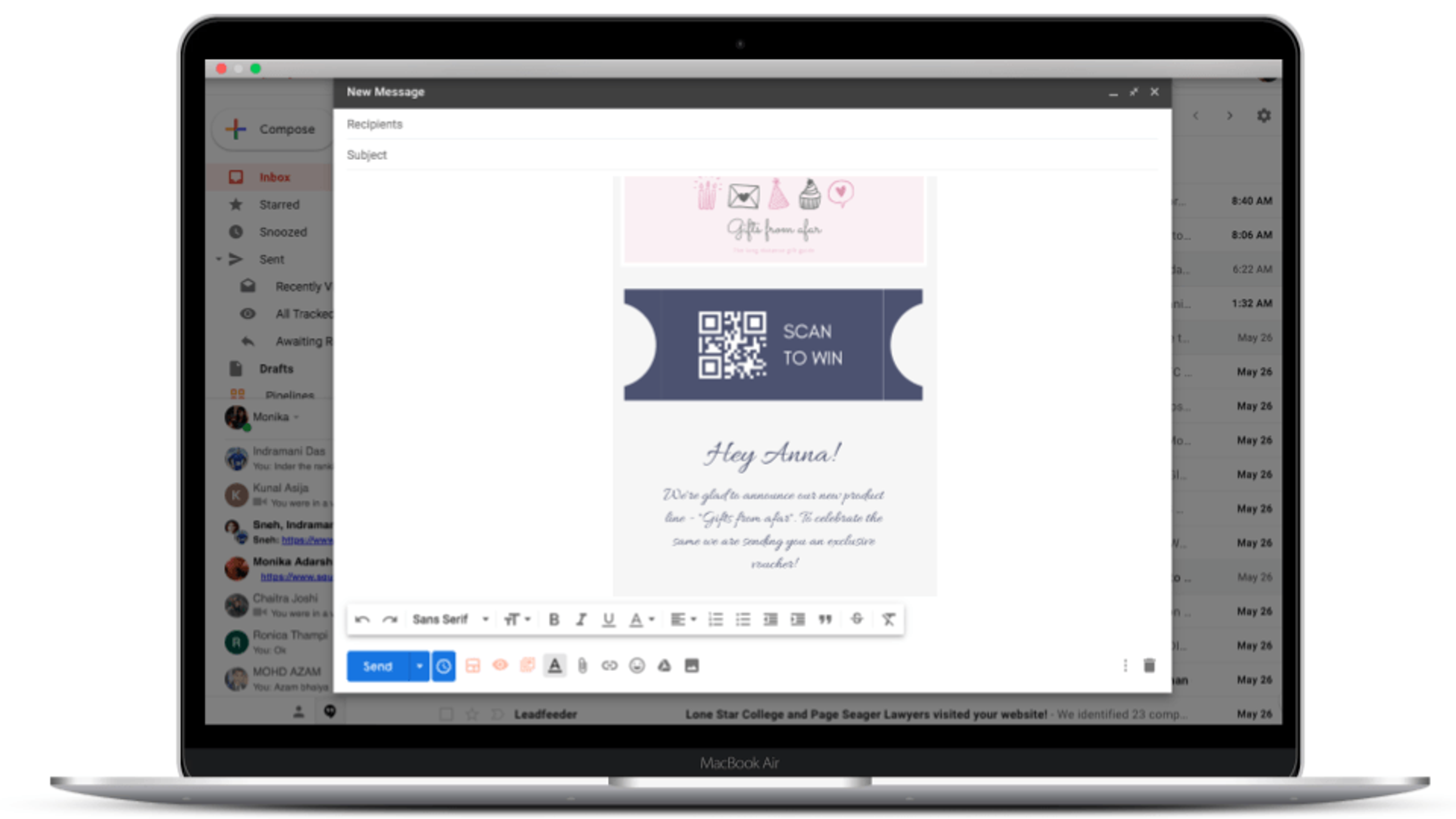 QR Codes in the main body of the email