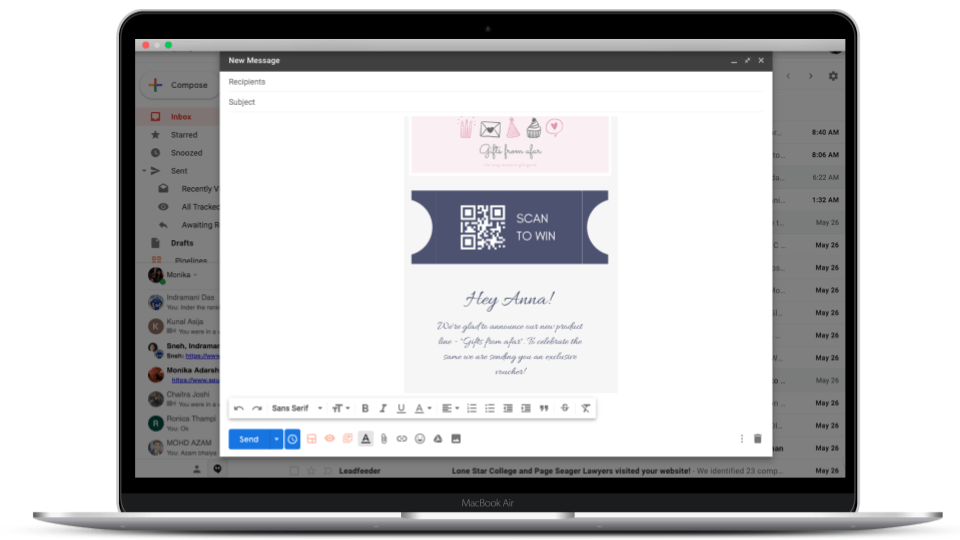QR Codes in the main body of the email