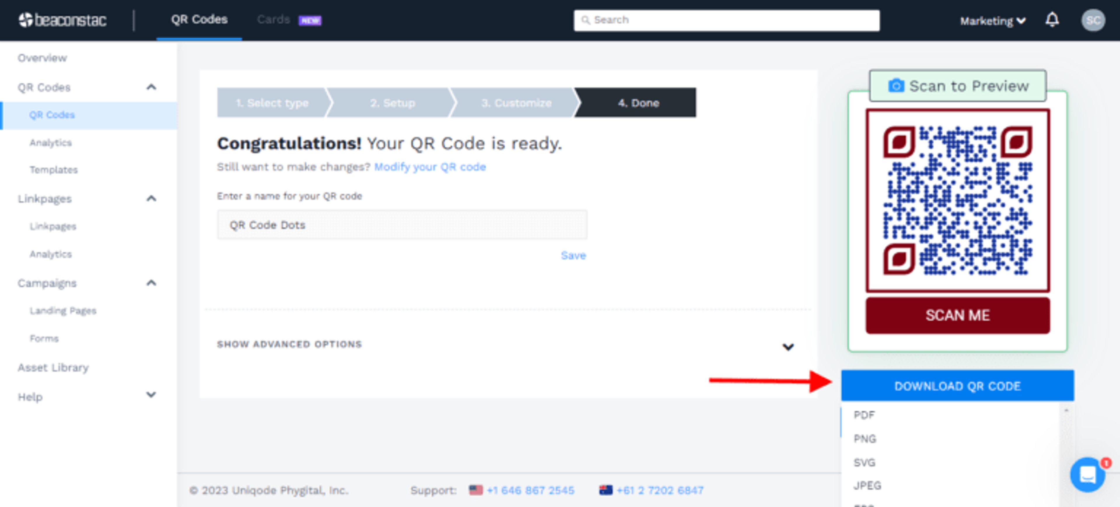 Download your QR dots