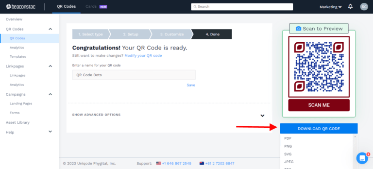 Download your QR dots