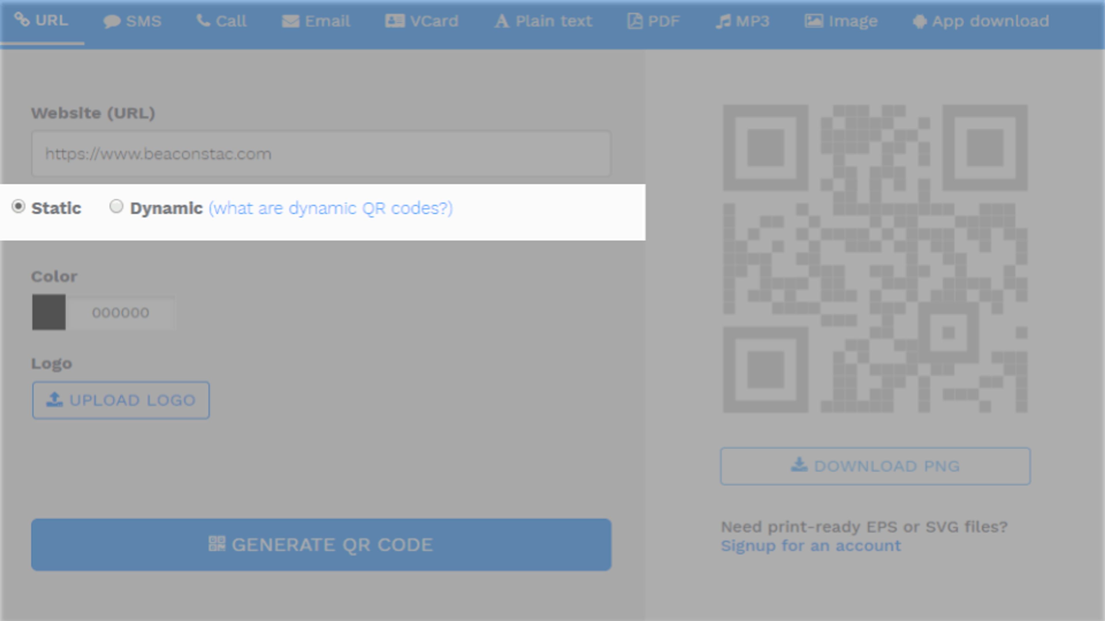 Step 3: Make a choice: Static or Dynamic QR code