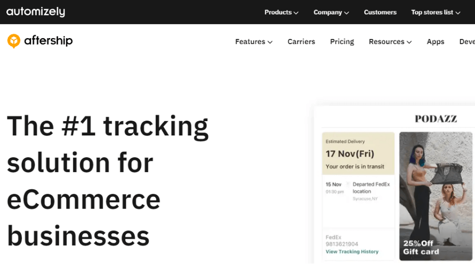 Aftership is a leading eCommerce tracking solution