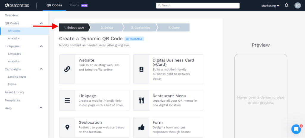 create-a-qr-code-for-a-magazine-step-one-choose-campaign-type
