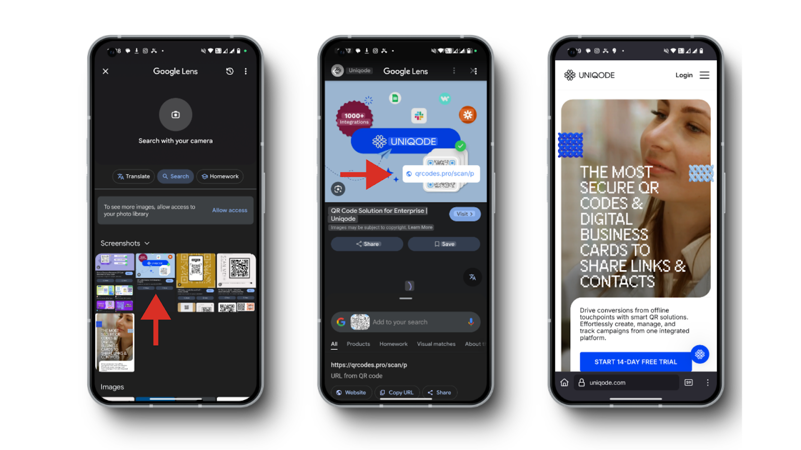 Steps showing how to find the image with the QR Code and open it