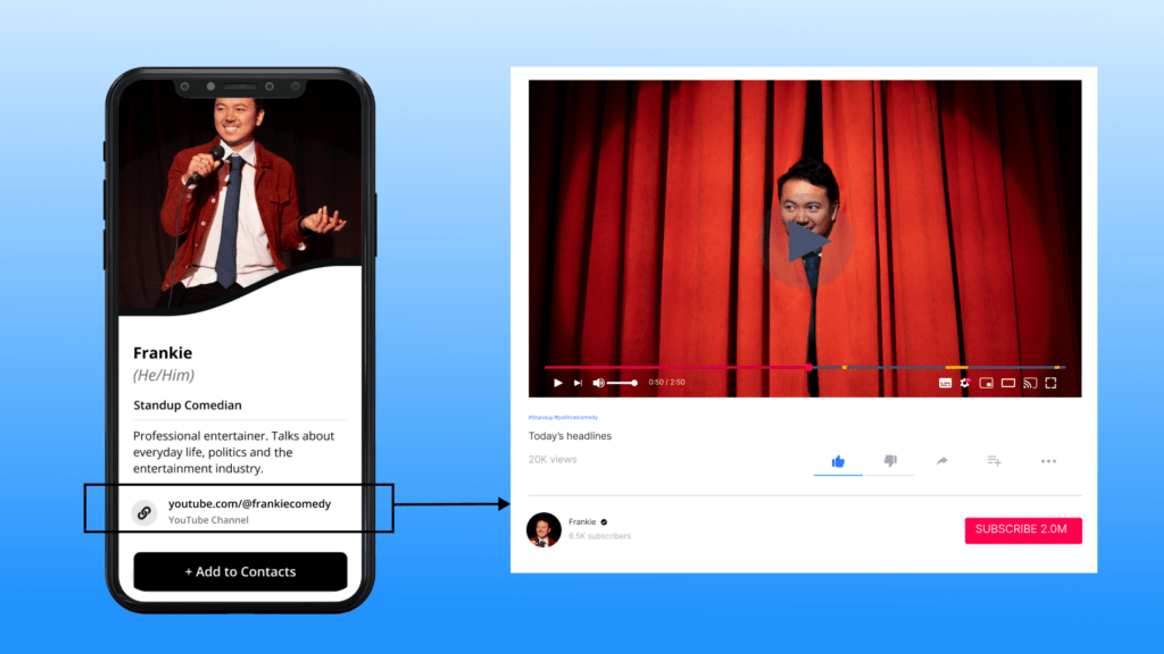 YouTube business card design for comedians