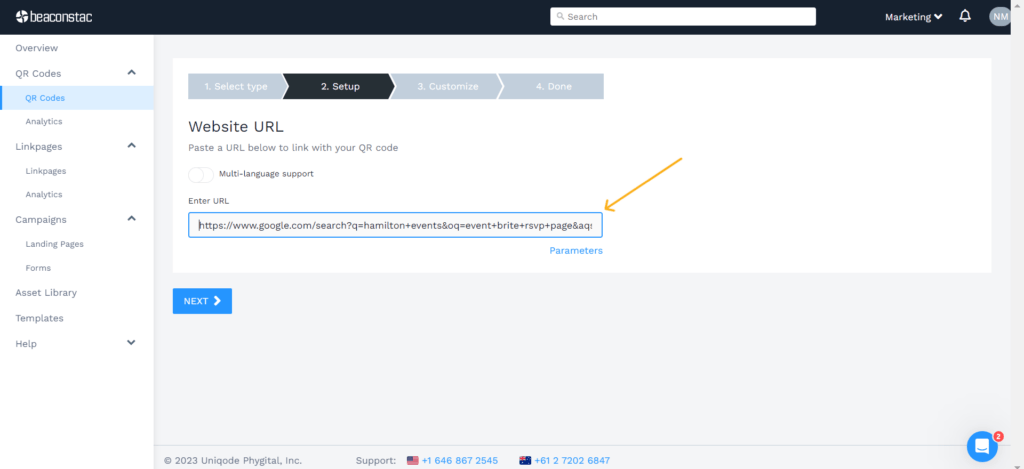 paste the RSVP page URL