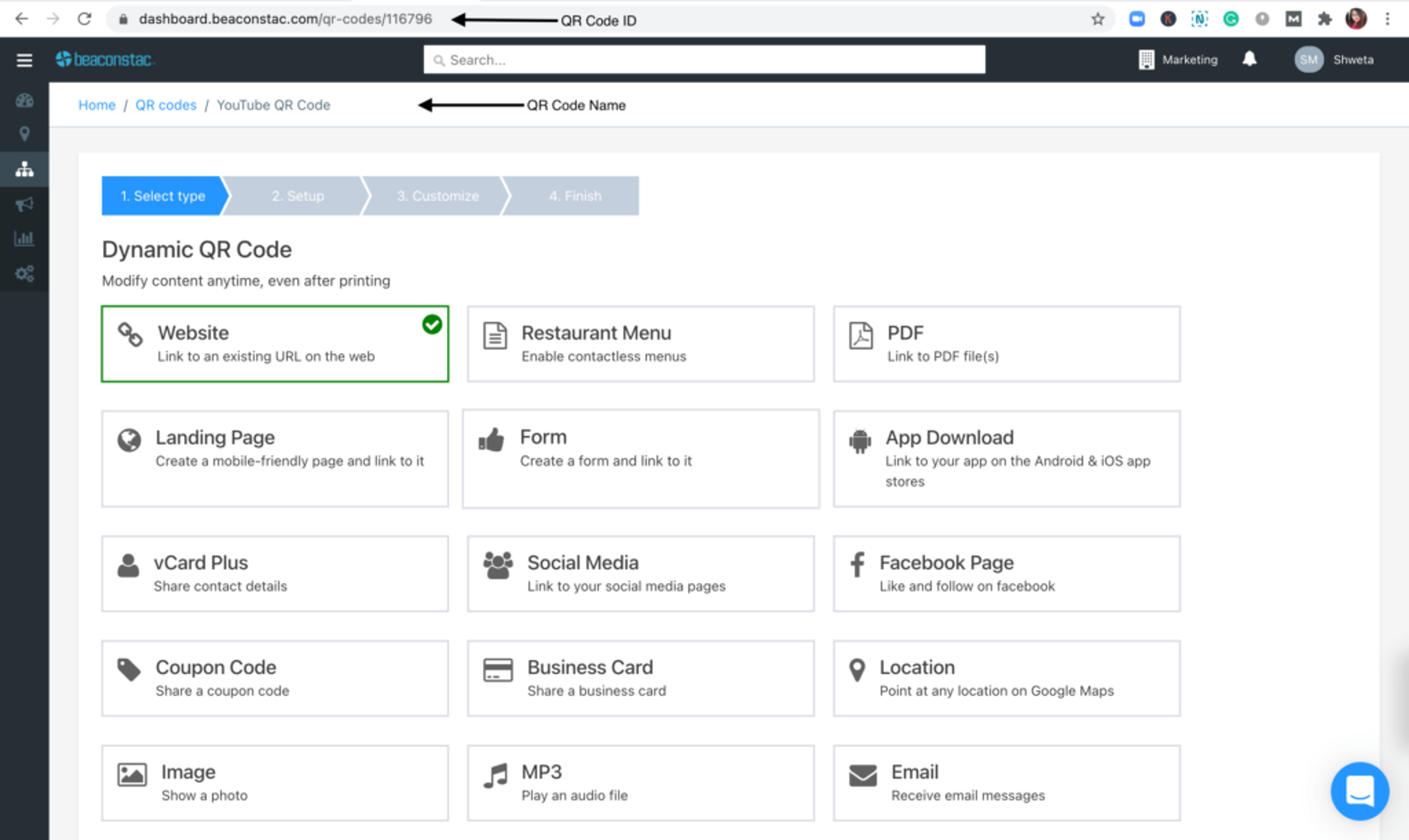 How to find QR Code Name and ID from the Uniqode dashboard