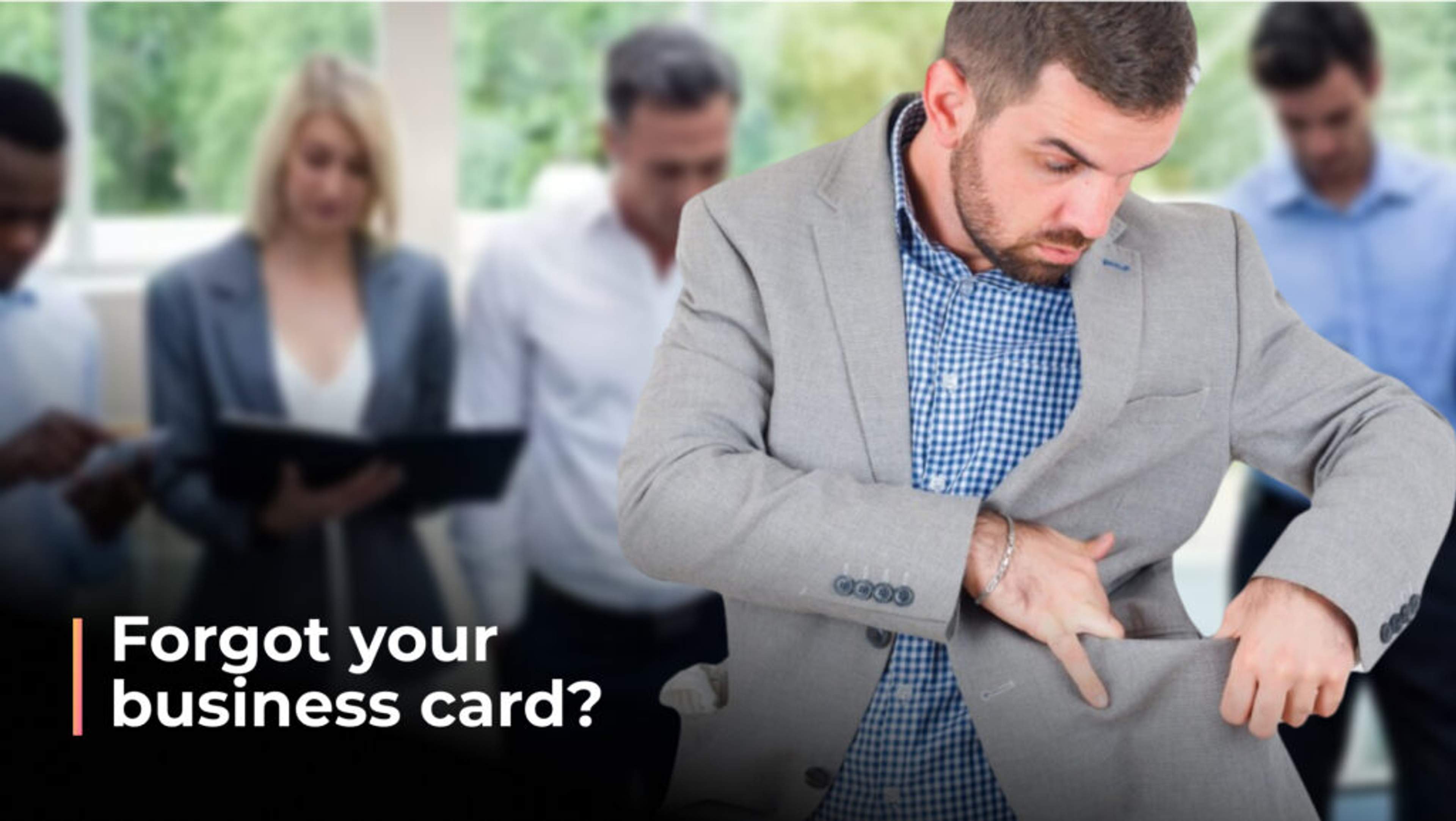 A professional who has forgotten or misplaced their paper business card