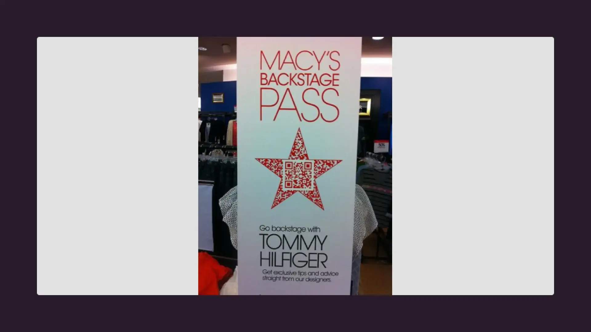 macys QR codes to backstage pass