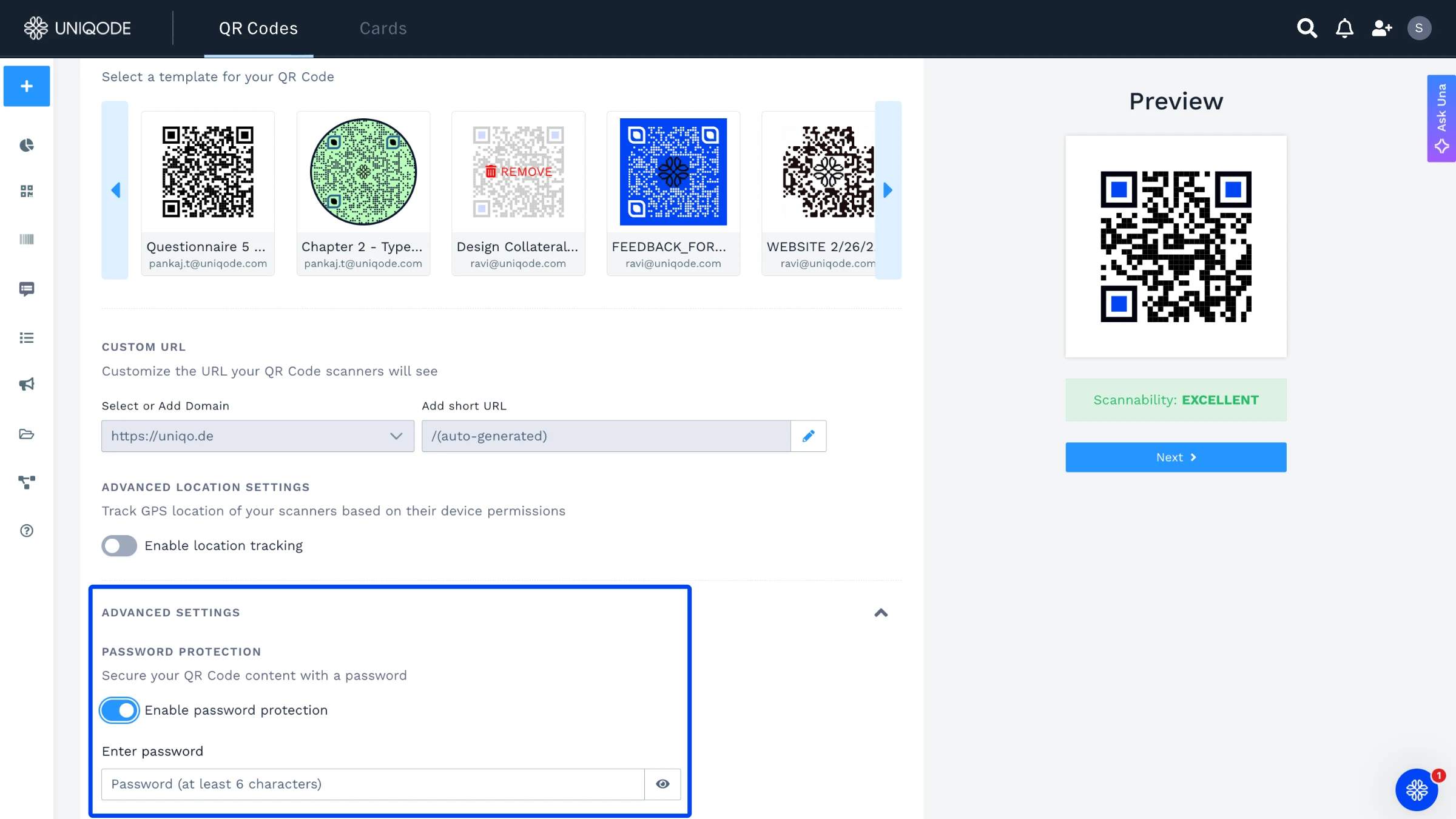 QR Code password protection
