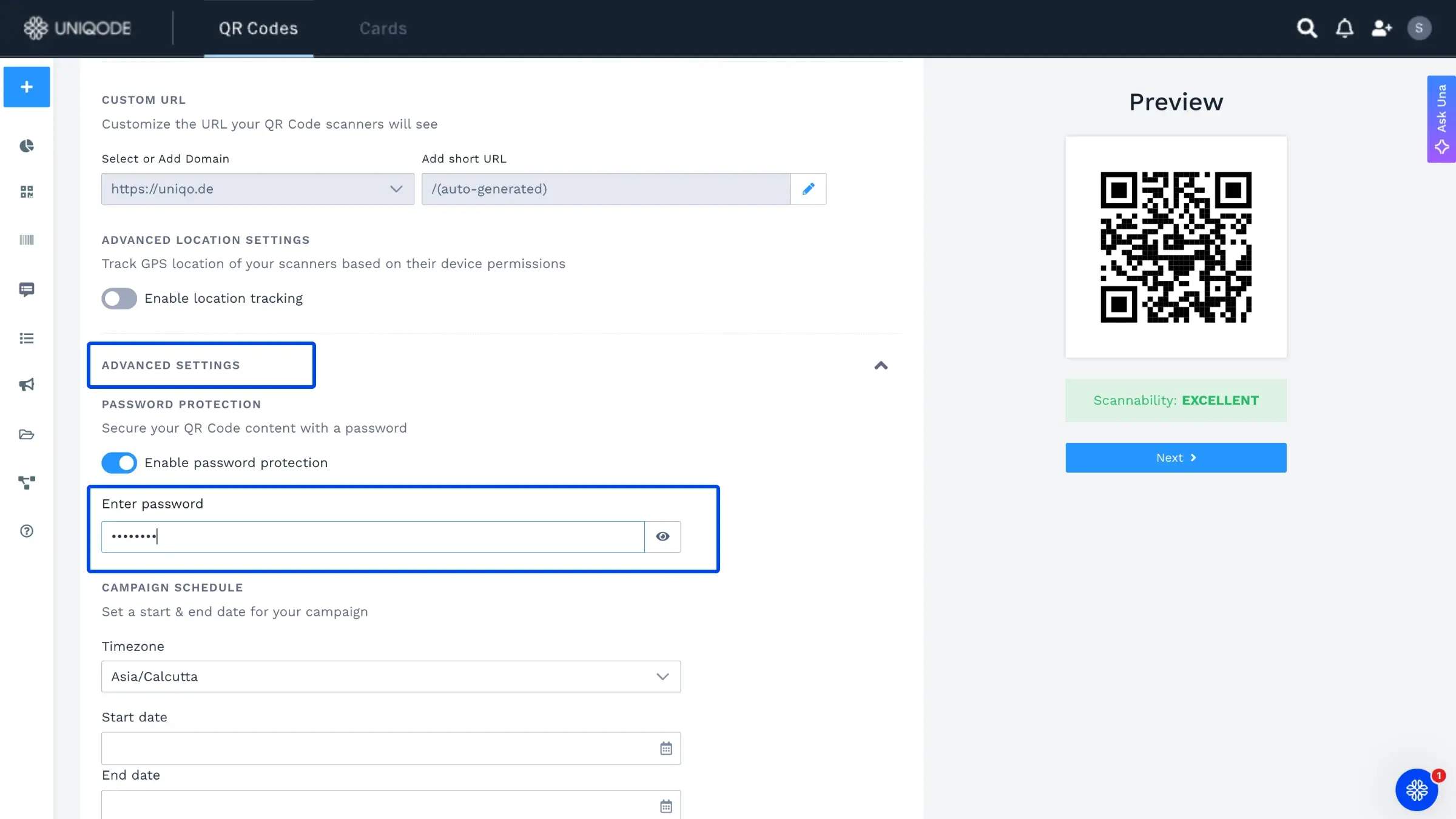 password protected QR code