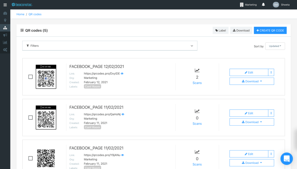 Log on to the Uniqode dashboard