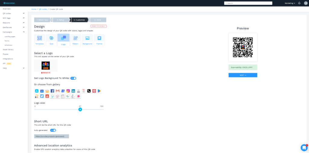 Customize your landing page QR Code for Wedding RSVP