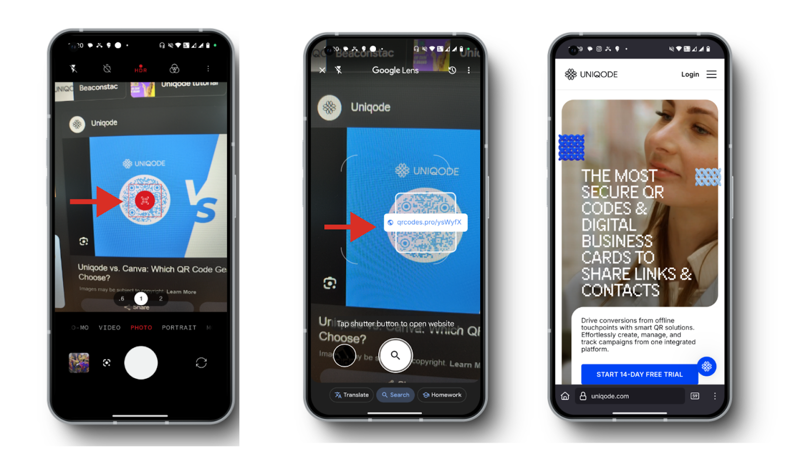 how to scan qr codes by clicking on the URL appear on the screen