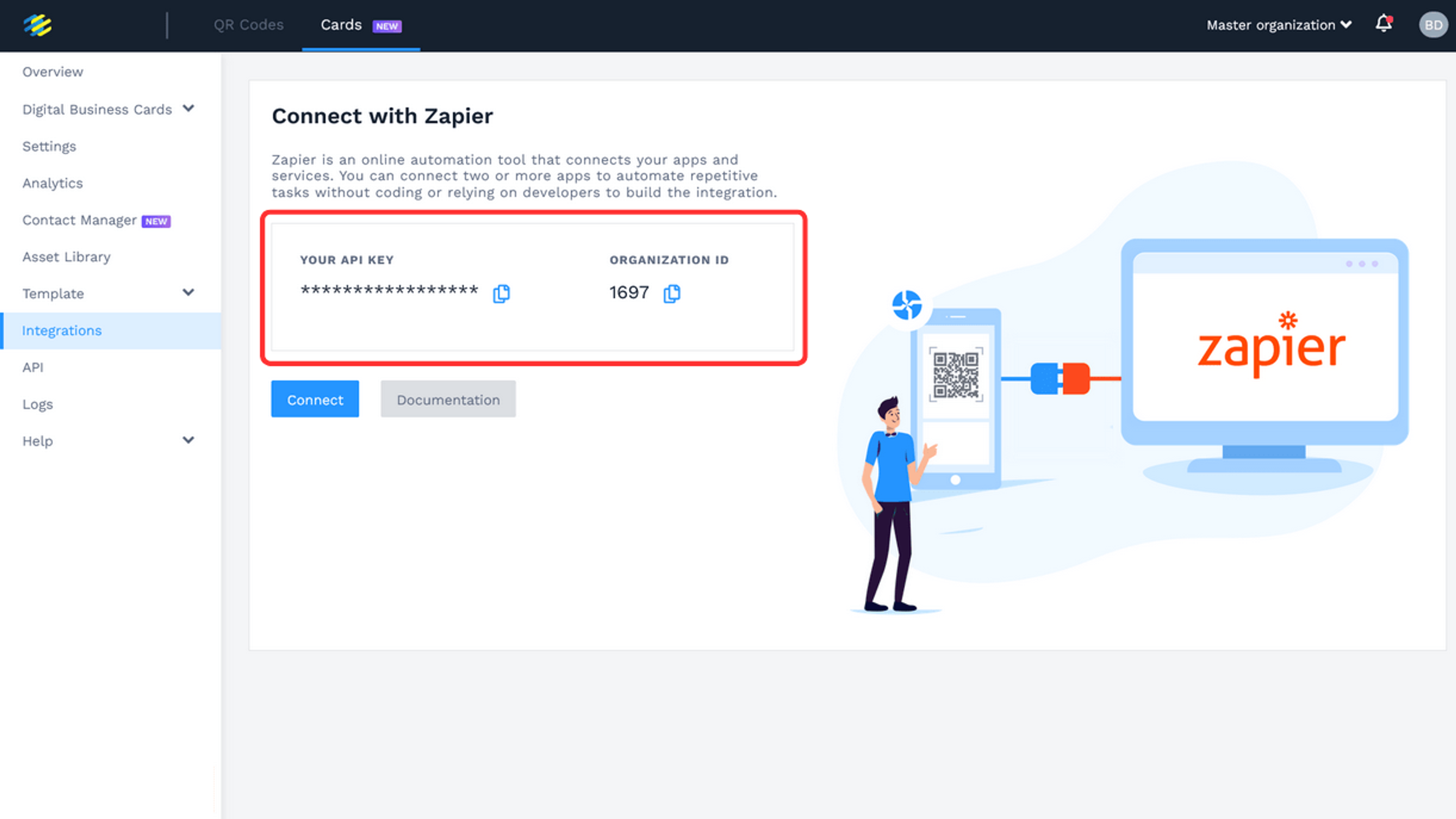 Copy API Key and Organization ID 