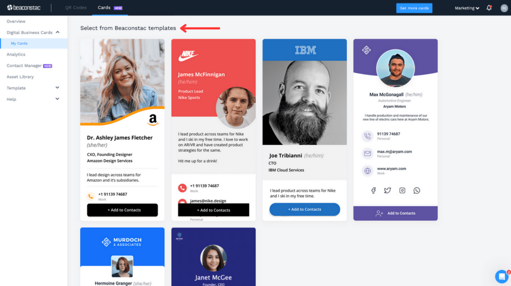 Choose a template for your multi-language business card