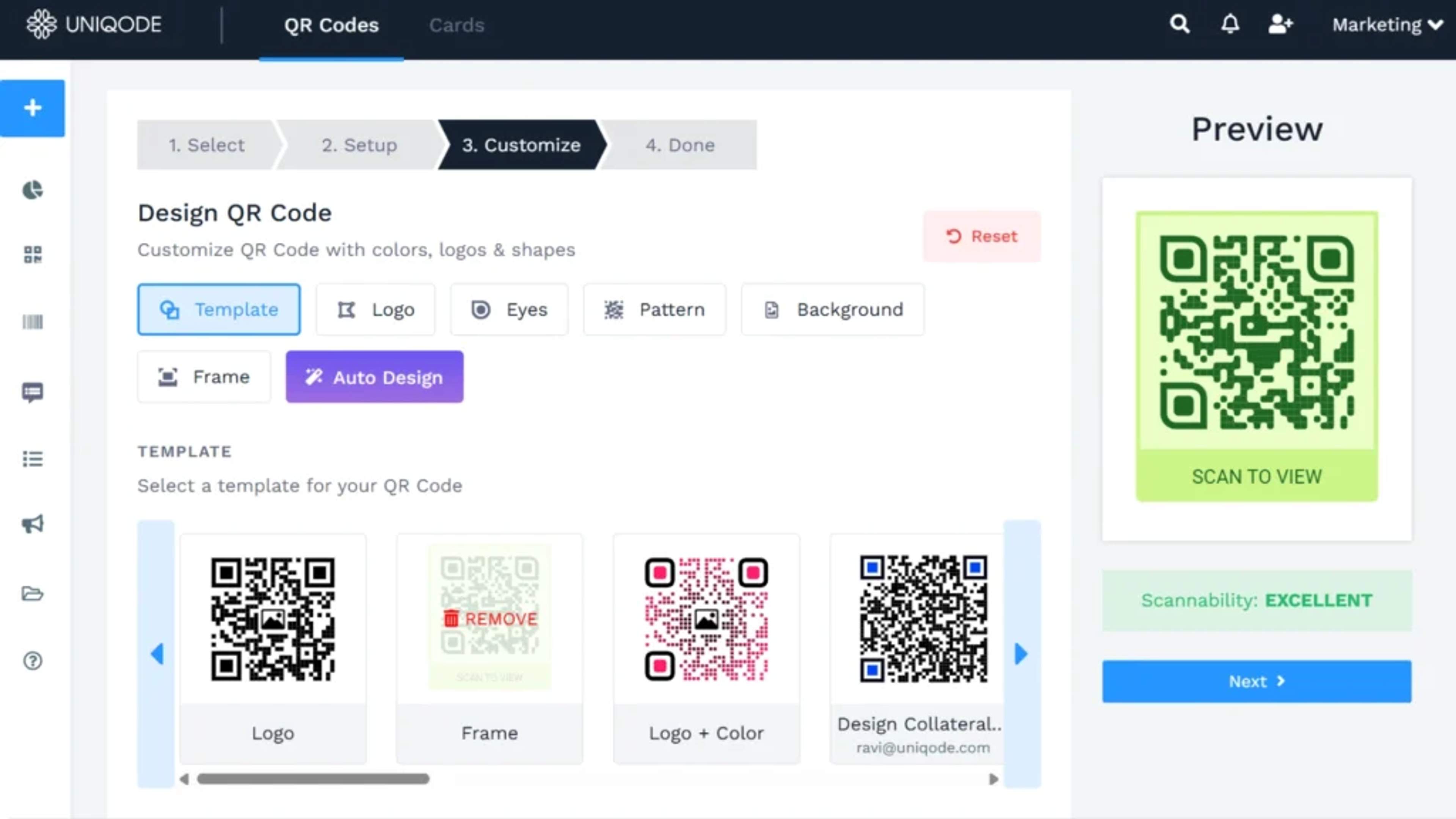 Customize the QR Code with your logo with Uniqode