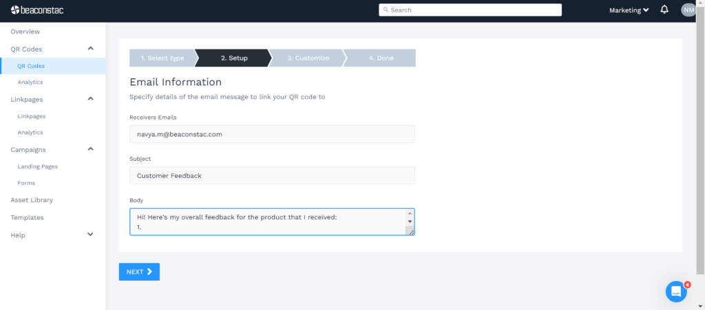 Fill the fields such as Receiver, Subject and Body of the email