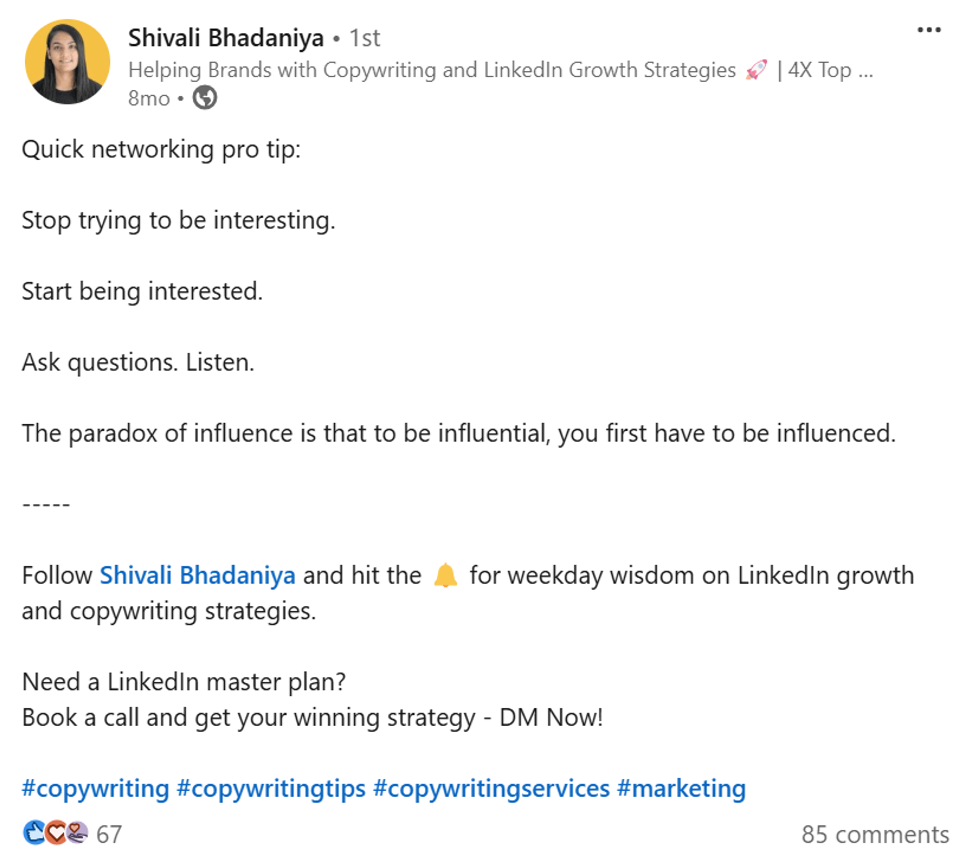 Professional networking tips - be interested in learning