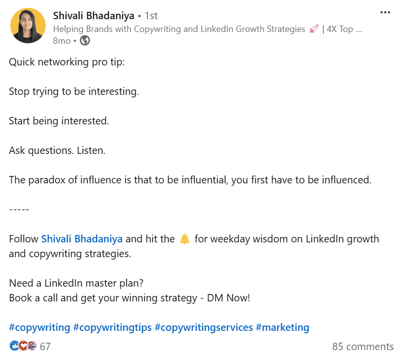 Professional networking tips - be interested in learning