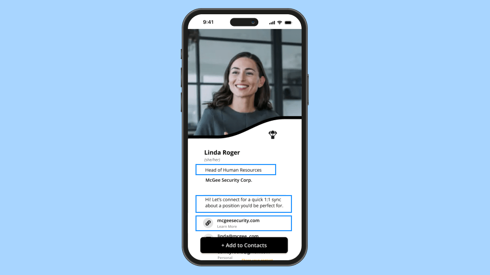 Digital business card for recruiters template