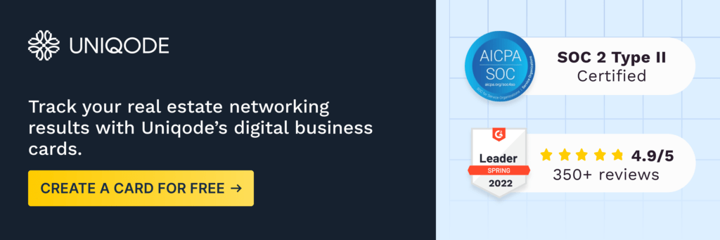 Real estate networking - create a free digital business card