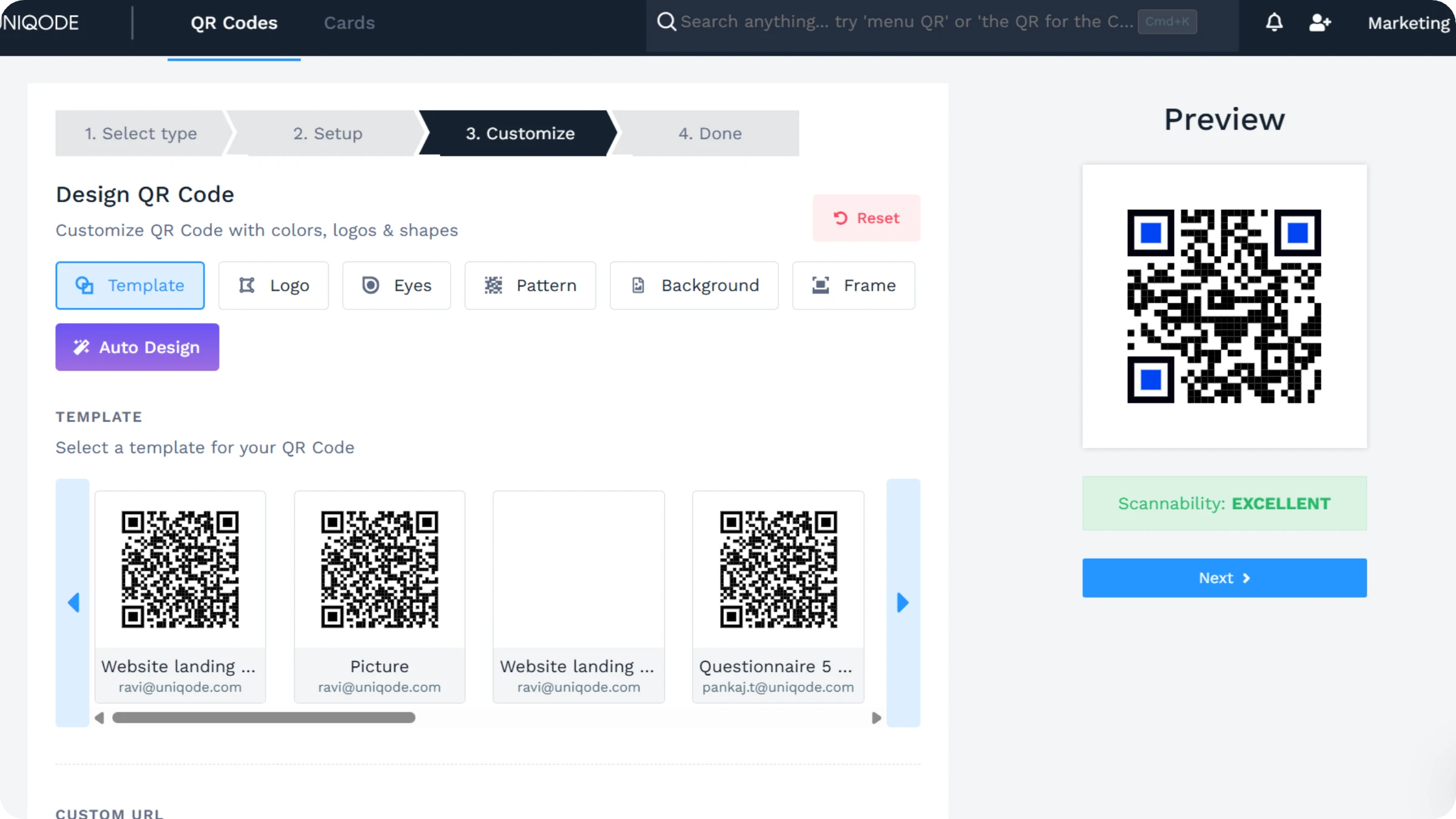 Customize menu QR Code