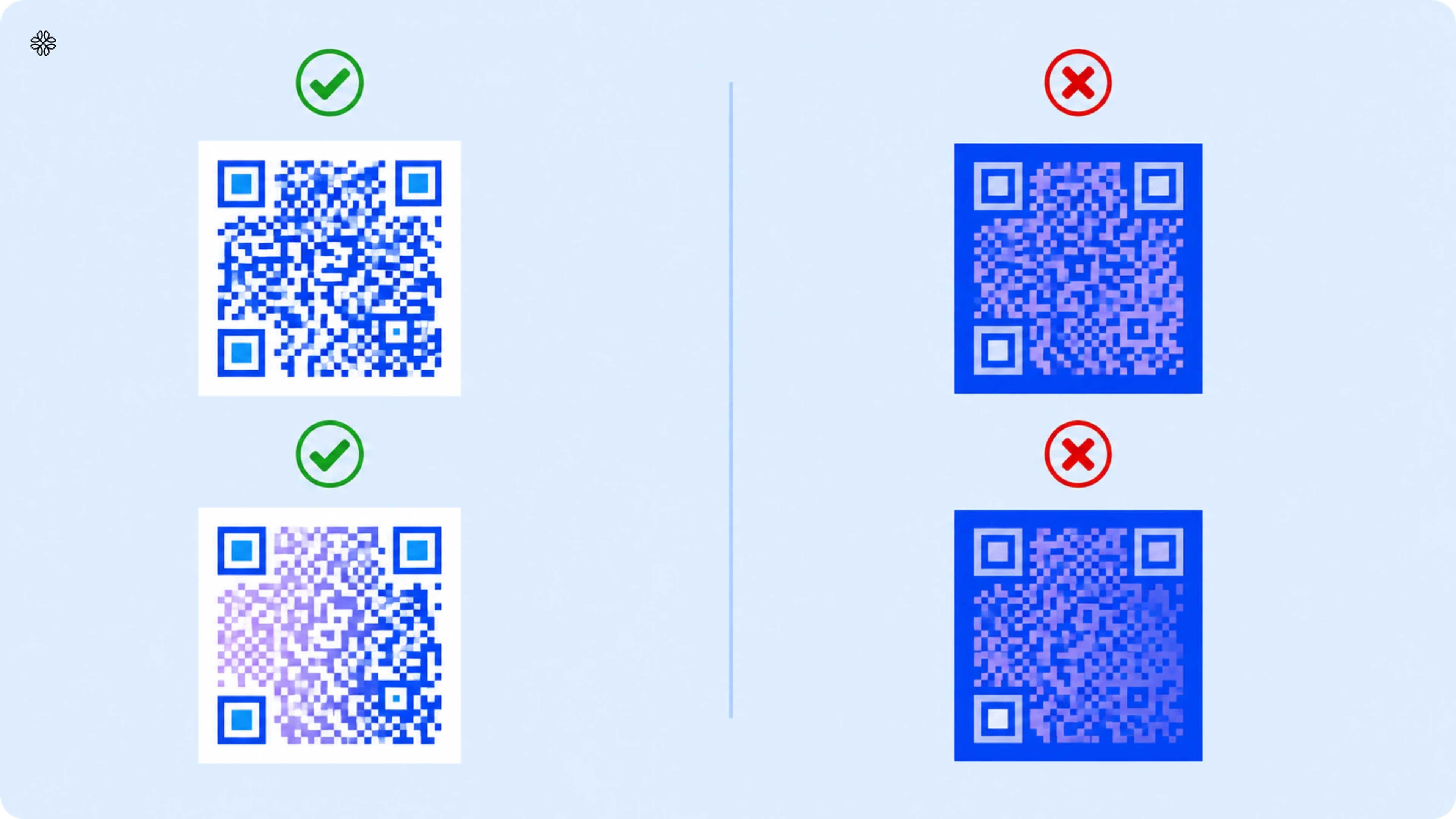 colored QR Codes with low contrast between modules and background
