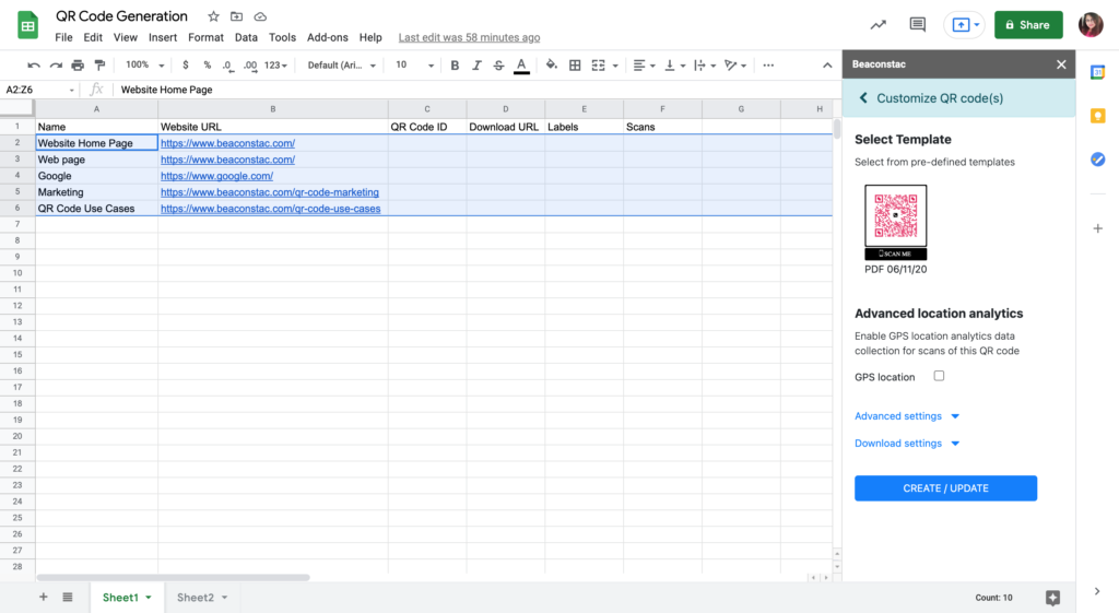Customize the QR Code(s)