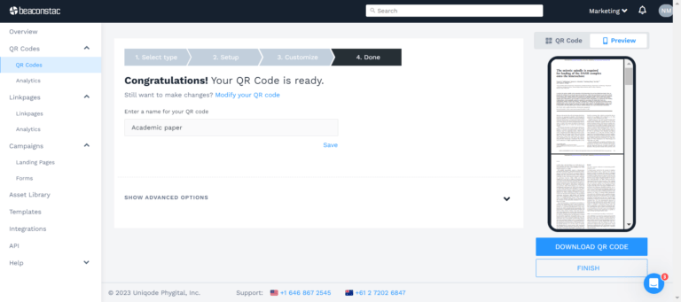 create a free QR Code for PDF